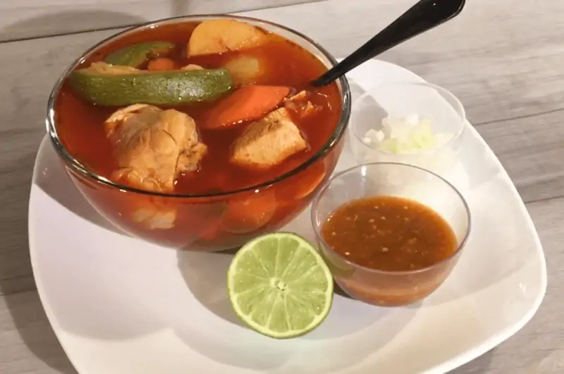 Traditional Caldo De Pollo Rojo Recipe